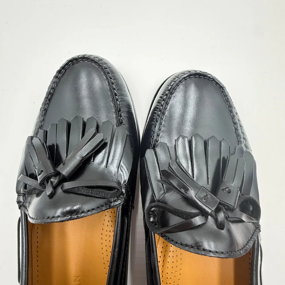 Cole Haan Loafers Pinch Tassel Kiltie Fringe Black Leather Mens 10.5 3E
